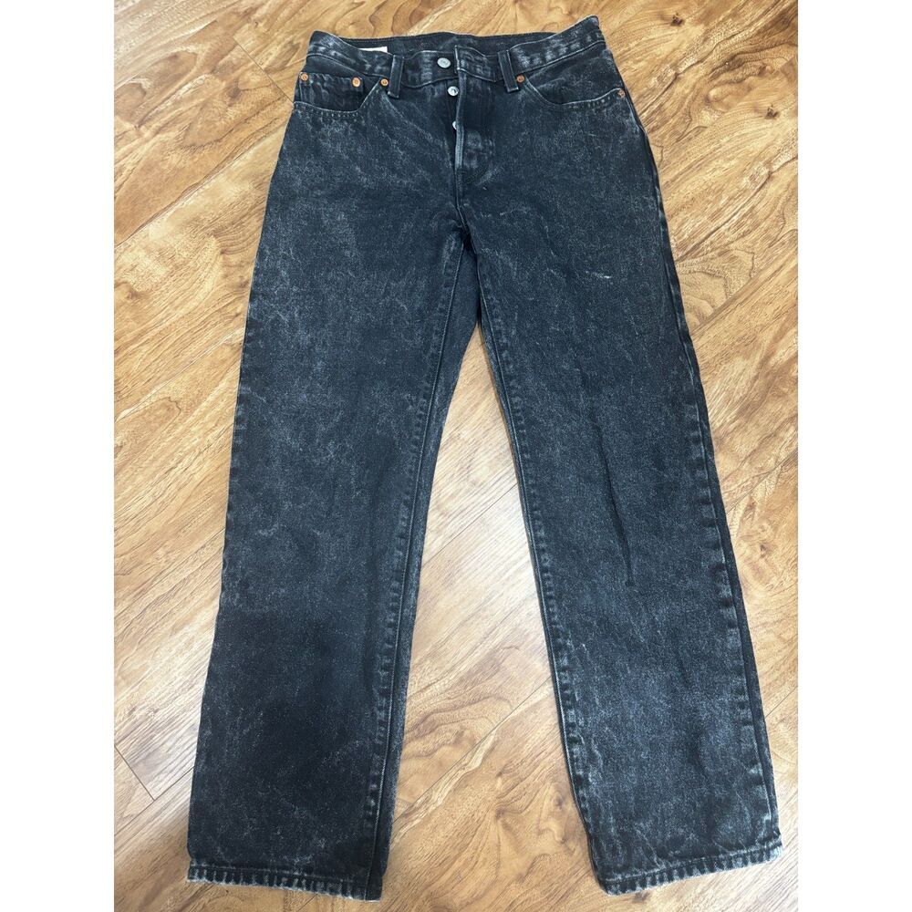 Levi’s 501 Black Jeans Distressed Acid Wash Paint Splatter W27 L30